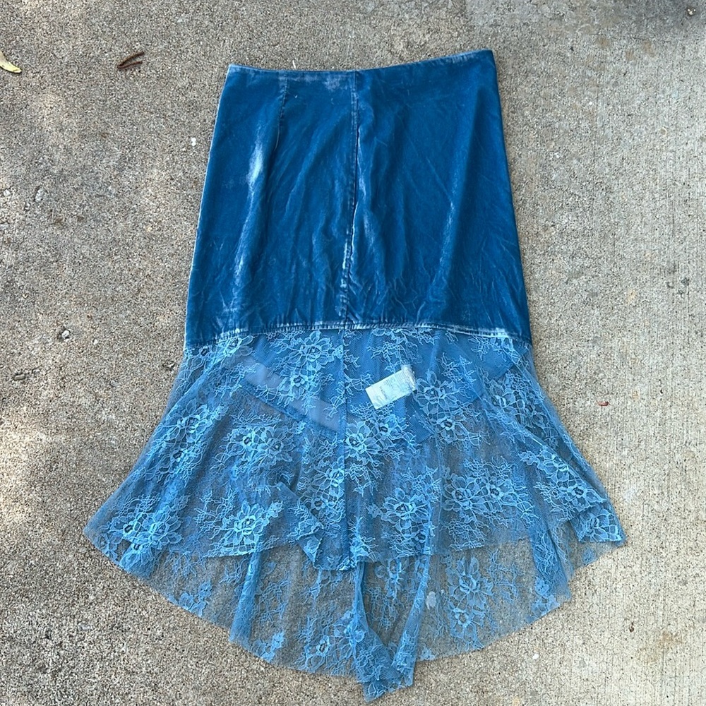 Free People blue mountain top velvet and lace skirt, 8, nwt